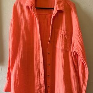 New Coral Gauze Button Shirt